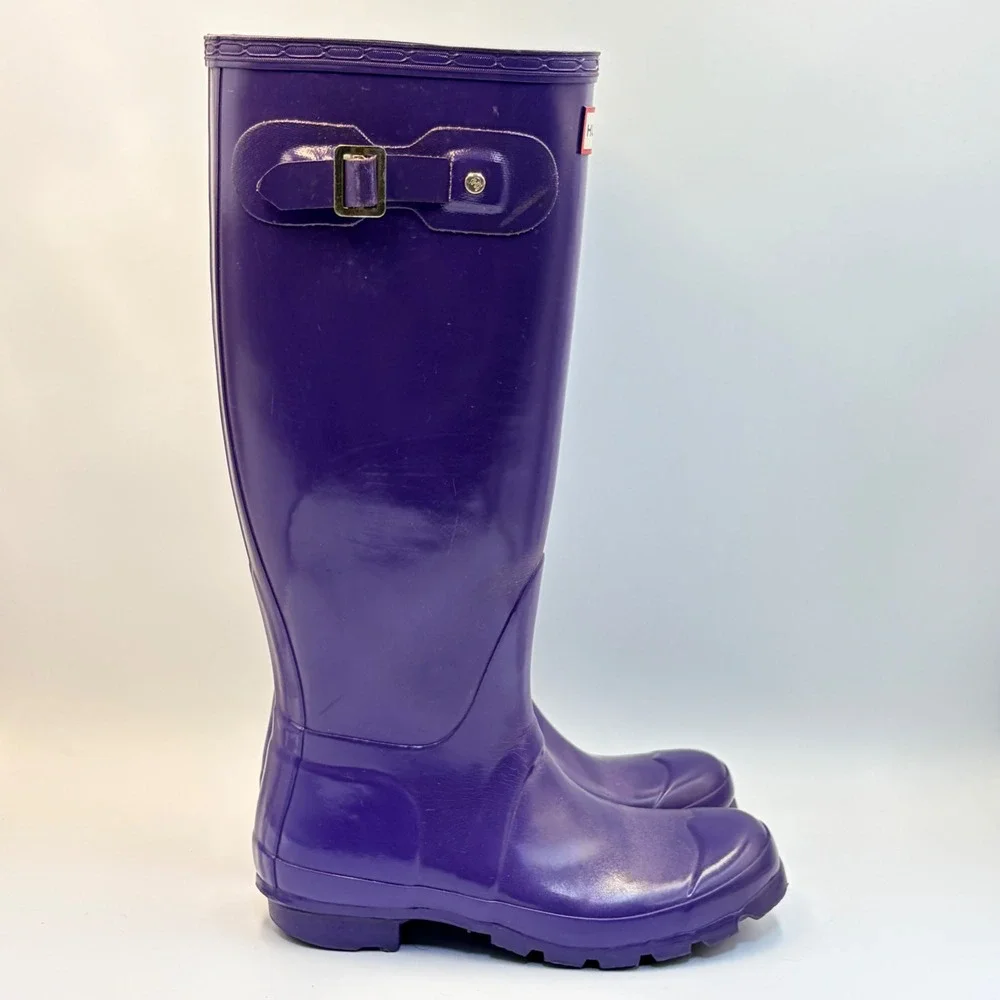 Hunter Original Gloss Tall Purple Rain Boots W23616 Womens 5 Mens 4 EU 35/36